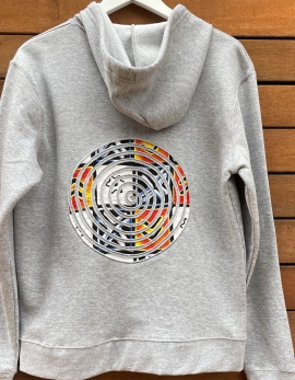 SUDADERA AKIBA CAPUCHA GRIS CÍRCULO